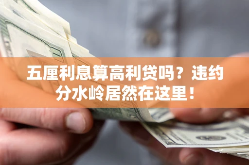武汉五厘利息算高利贷吗？违约分水岭居然在这里！